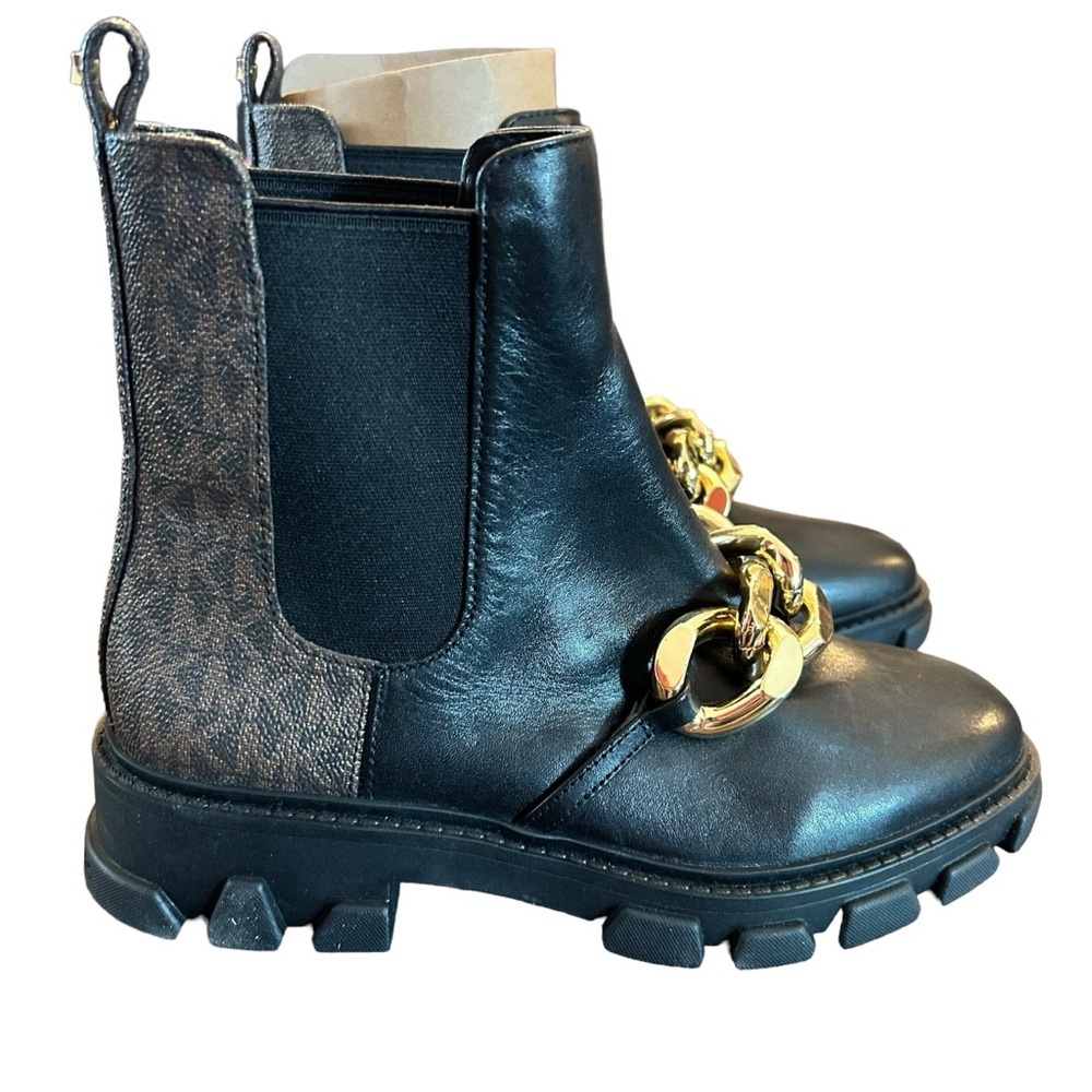 MICHAEL MICHAEL KORS Women's Scarlett Lug Sole Chain Chelsea Booties Size 5.5 - Picture 6 of 12